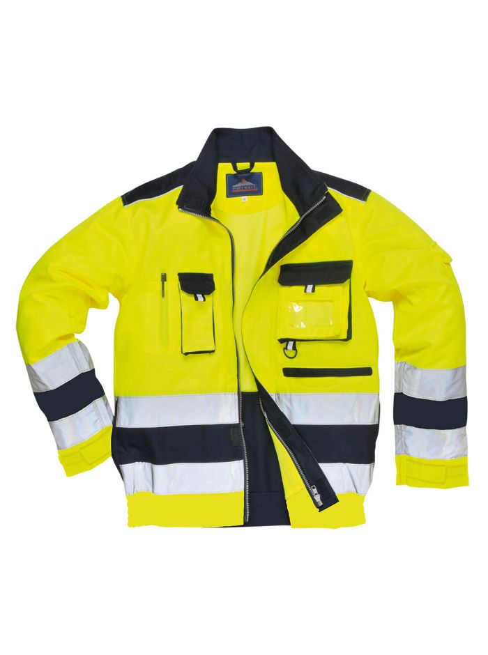 Lille Hi-Vis Contrast Bomber Jacket, L, R, Yellow/Navy