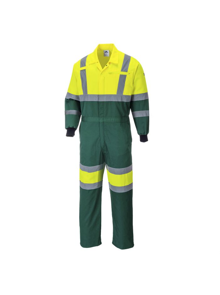 Hi-Vis X Back Contrast Coverall, L, R, Yellow/Green