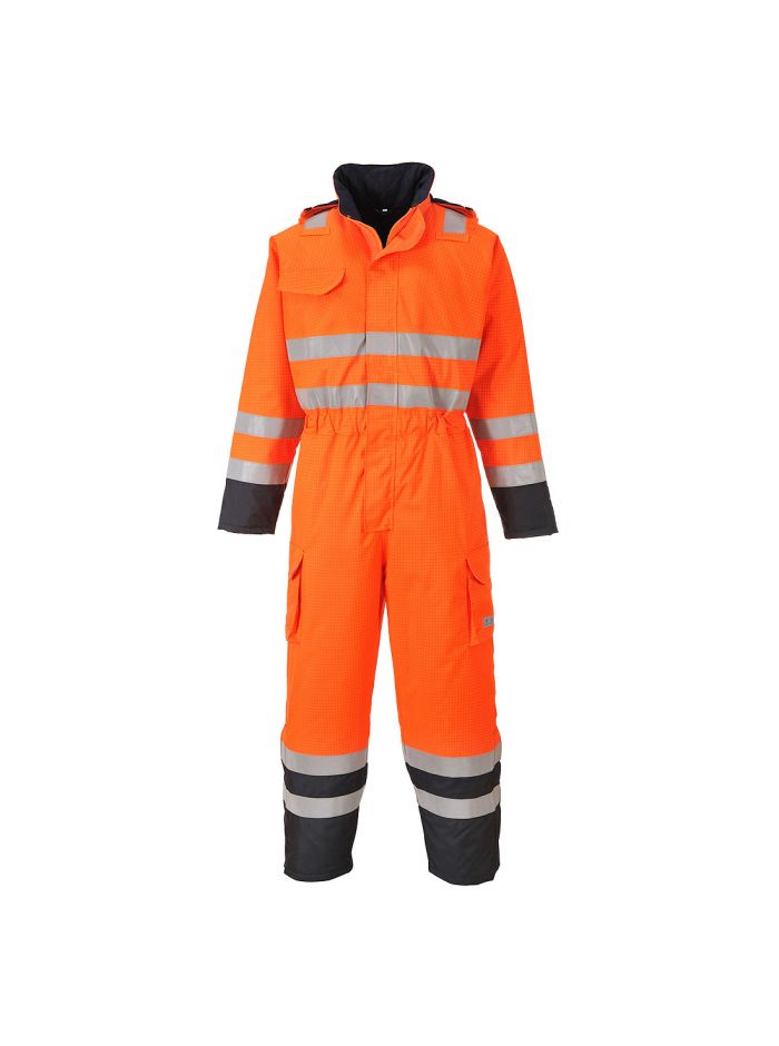 Bizflame Rain Hi-Vis Multi Coverall, L, R, Orange/Navy