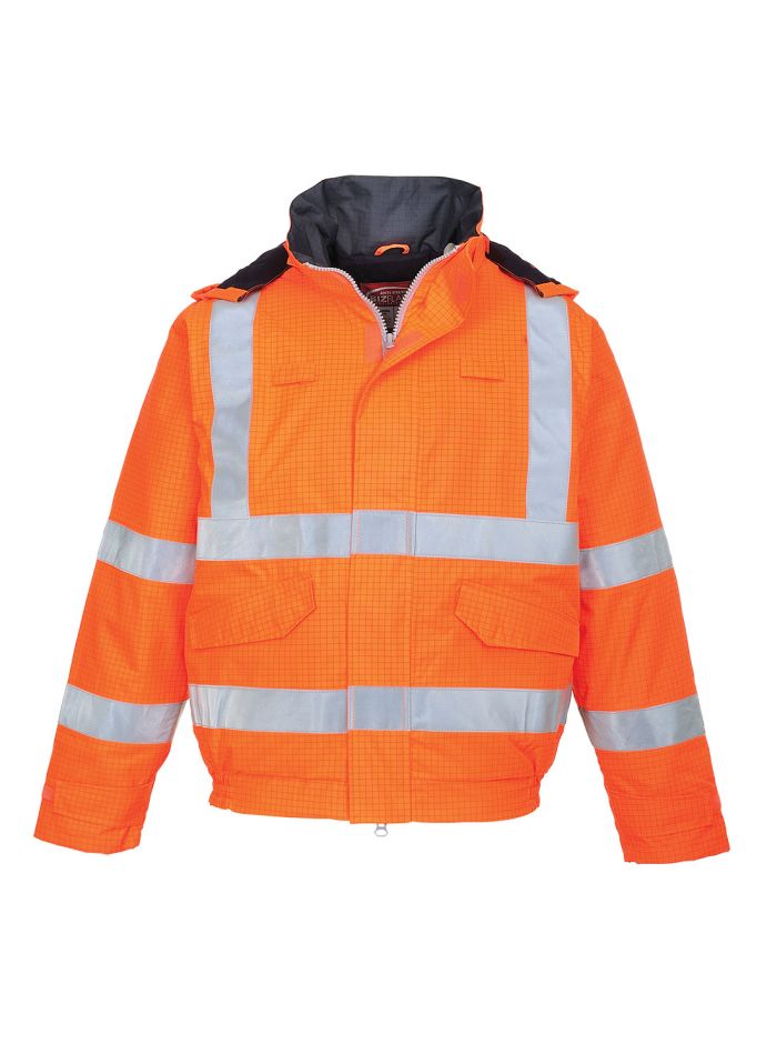 Bizflame Rain Hi-Vis Antistatic FR Bomber Jacket, 4XL, R, Orange