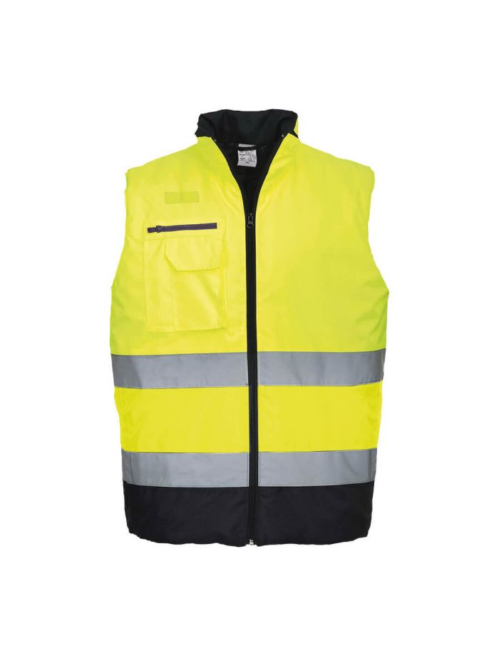 Hi-Vis Contrast Bodywarmer, L, R, Yellow/Navy