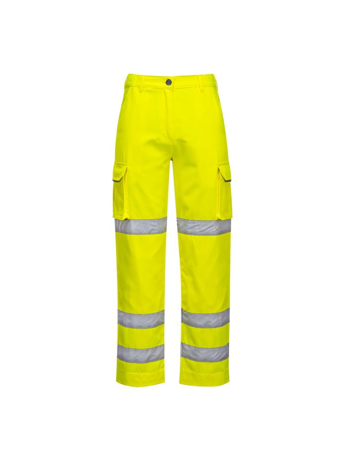 Hi-Vis Women's Three Band Work Trousers, L, R, Yellow