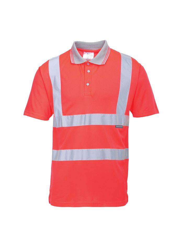 Hi-Vis Polo Shirt S/S , L, R, Red