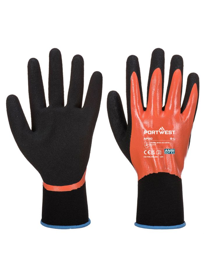 Portwest Dermi-Grip NPR15 Guanti In Nitrile Taglia S (Nero) - Presa Salda E Protezione