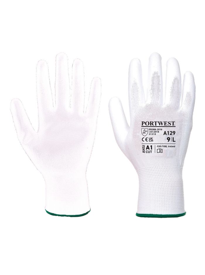 PU Palm Glove - Carton (480 Pairs), M, R, White