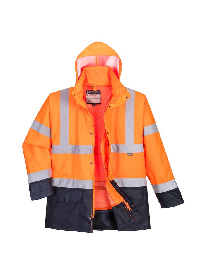 Hi-Vis 5-in-1 Contrast Executive Jacket , 4XL, R, Orange/Navy