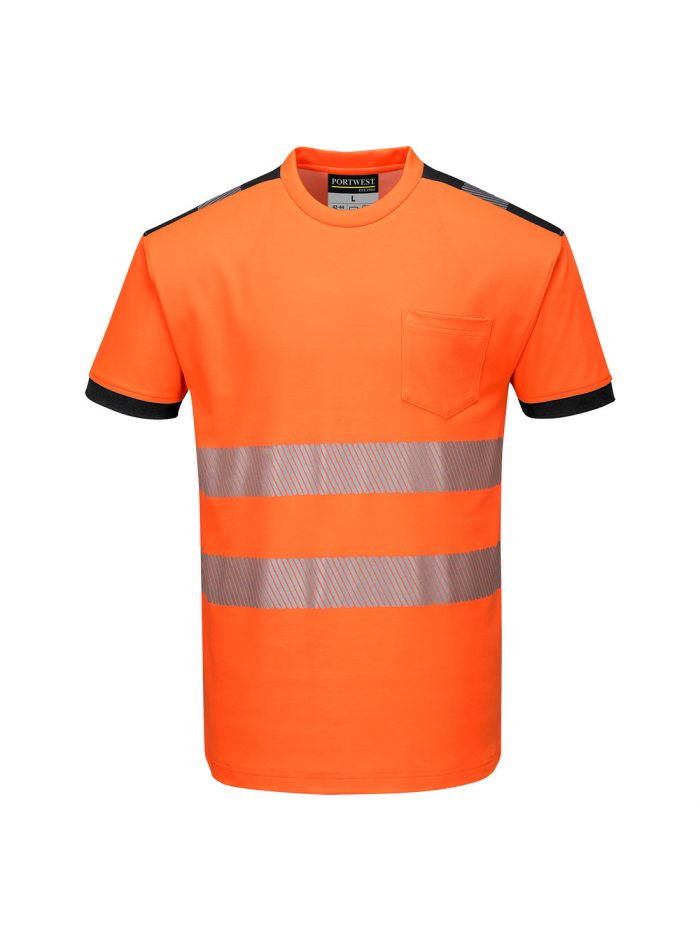PW3 Hi-Vis Cotton Comfort T-Shirt S/S , 4XL, R, Orange/Black