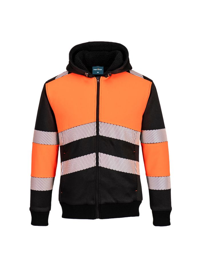 PW3 Zipped Class 1 Winter Hoodie, 4XL, R, Orange/Black