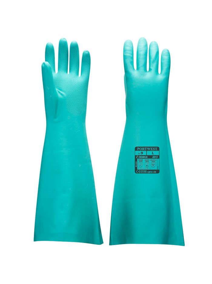 Extended Length Nitrile Gauntlet, L, R, Green