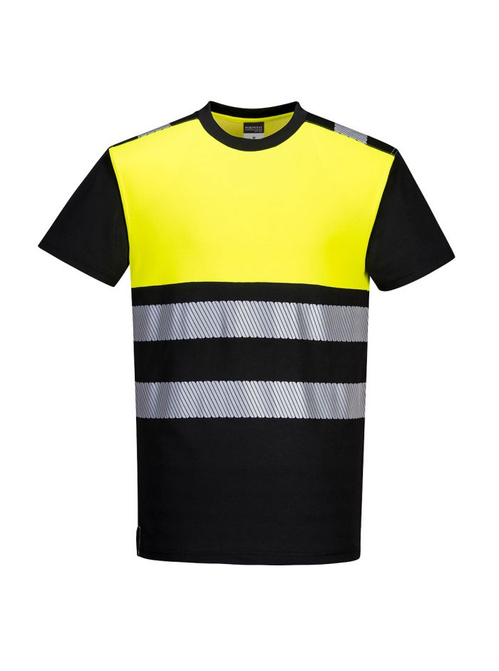 PW3 Hi-Vis Cotton Comfort Class 1 T-Shirt S/S , 4XL, Y, Black/Yellow