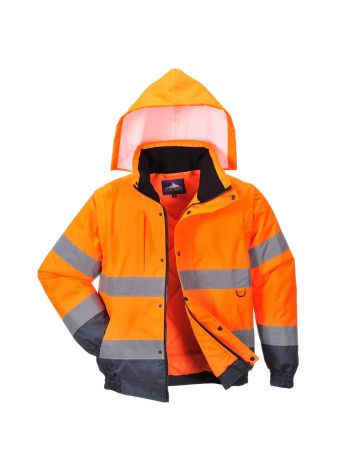 Hi-Vis 2-in-1 Contrast Bomber Jacket , 4XL, R, Orange