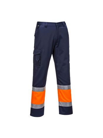 Hi-Vis Contrast Class 1 Service Trousers, L, R, Orange/Navy