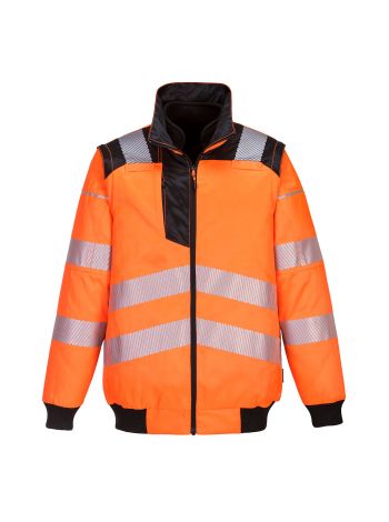 PW3 Hi-Vis 3-in-1 Pilot Jacket , L, R, Orange/Black