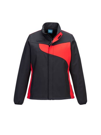 PW2 Women's Softshell (2L), L, R, Black/Red