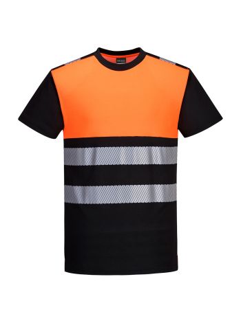 PW3 Hi-Vis Cotton Comfort Class 1 T-Shirt S/S , 4XL, O, Black/Orange