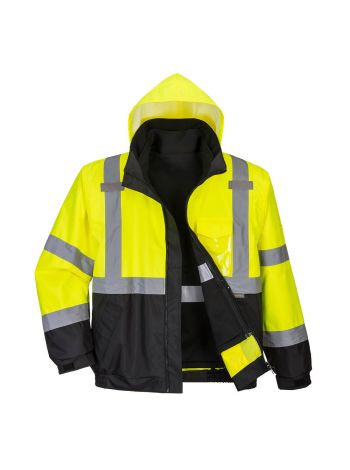 Hi-Vis 3-in-1 Contrast Premium Bomber Jacket , 4XL, R, Yellow/Black