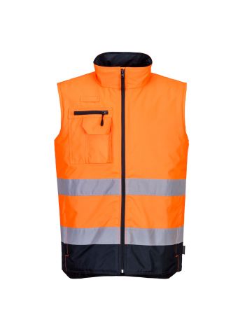 Hi-Vis Contrast Bodywarmer, L, R, Orange/Navy