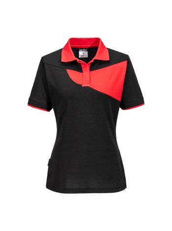 PW2 Cotton Comfort Women's Polo Shirt S/S, L, R, Black/Red