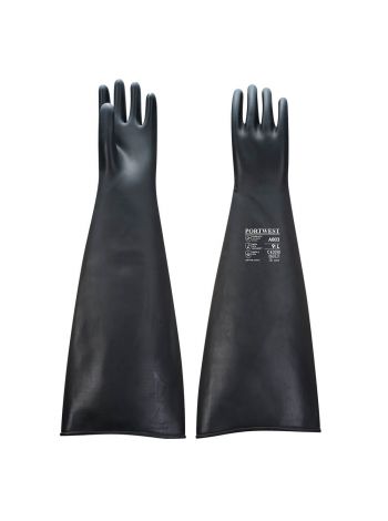 Heavyweight Latex Rubber Gauntlet 600mm, L, R, Black