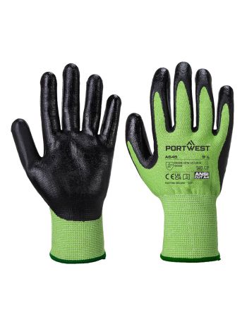 Green Cut Glove - Nitrile Foam, L, R, Green/Black