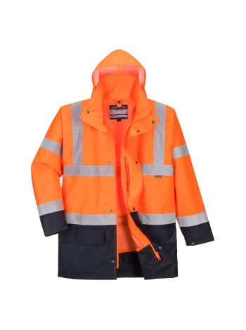 Hi-Vis 5-in-1 Contrast Essential Jacket , 4XL, R, Orange/Navy