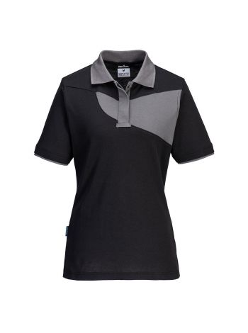 PW2 Cotton Comfort Women's Polo Shirt S/S, L, R, Black/Zoom Grey