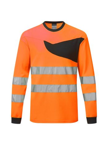 PW2 Hi-Vis T-Shirt L/S, 4XL, R, Orange/Black