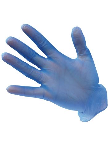 Powder Free Vinyl Disposable Glove (Pk100), L, U, Blue
