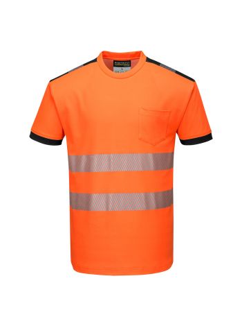 PW3 Hi-Vis Cotton Comfort T-Shirt S/S , 4XL, R, Orange/Black