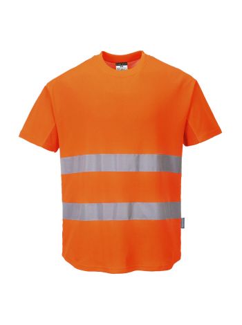 Hi-Vis Cotton Comfort Mesh Insert T-Shirt S/S , L, R, Orange