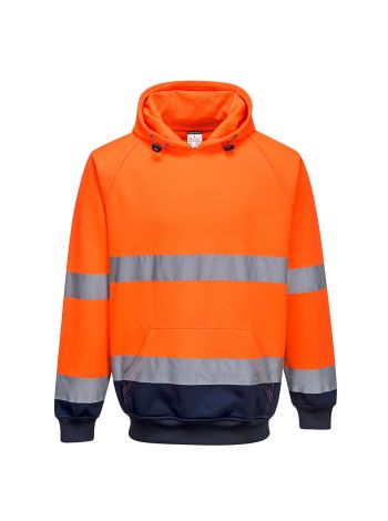 Hi-Vis Contrast Hoodie, L, R, Orange/Navy