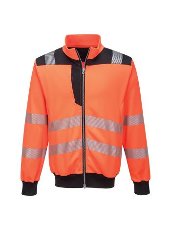 PW3 Hi-Vis Zip Sweatshirt, 4XL, R, Orange/Black