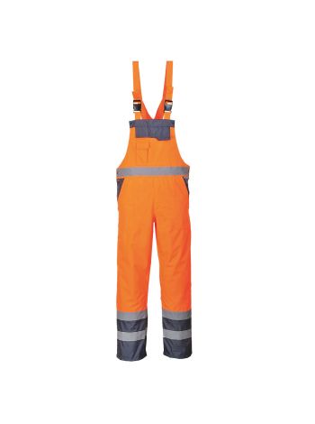 Hi-Vis Breathable Contrast Rain Bib and Brace, 4XL, R, Orange/Navy