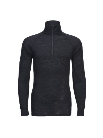 Merino Wool 1/4 Zip Baselayer Top, L, R, Black