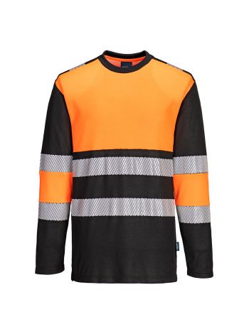 PW3 Hi-Vis Cotton Comfort Class 1 T-Shirt L/S , 4XL, R, Orange/Black